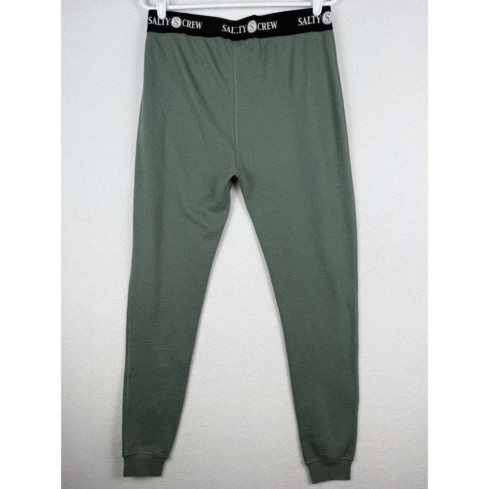 NEW Salty Crew Daybreak Thermal Pant Mens M Moss Green Waffle Knit Base Layer